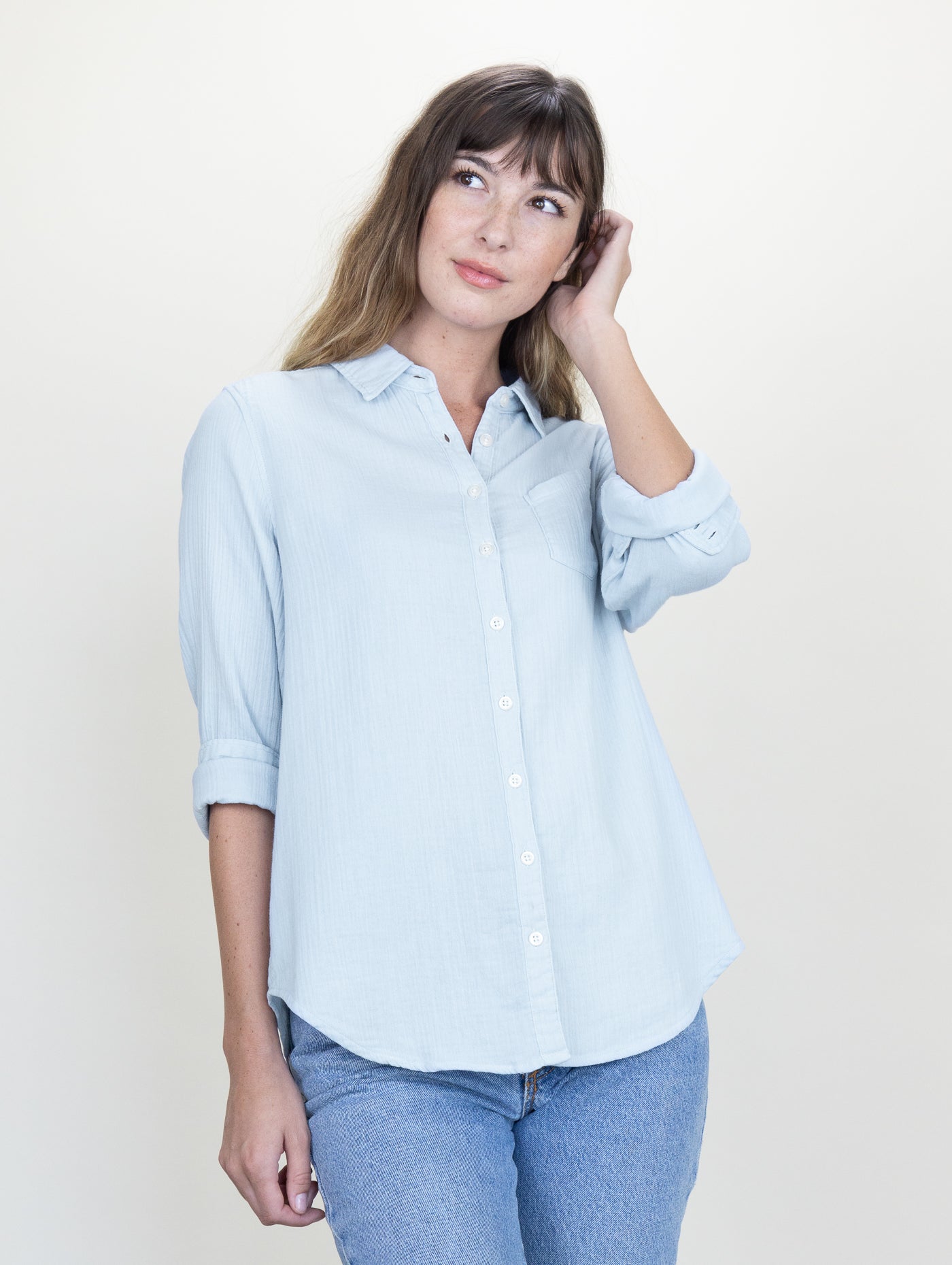 Naomi Shirt Dodger Blue Gauze