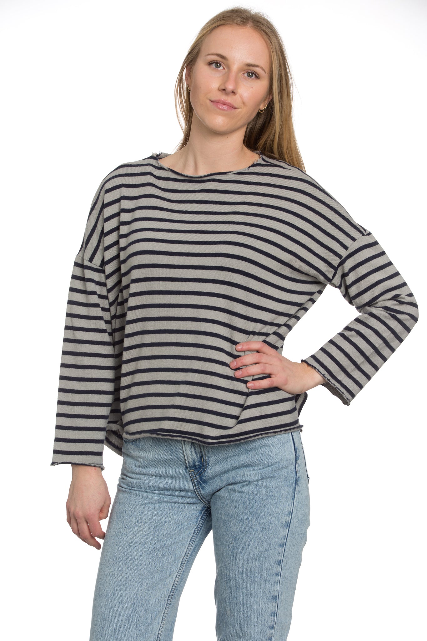 French Stripe Boatneck in Taupe