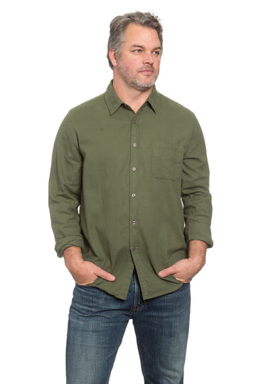 Men's Army Solid Flannel Shirt