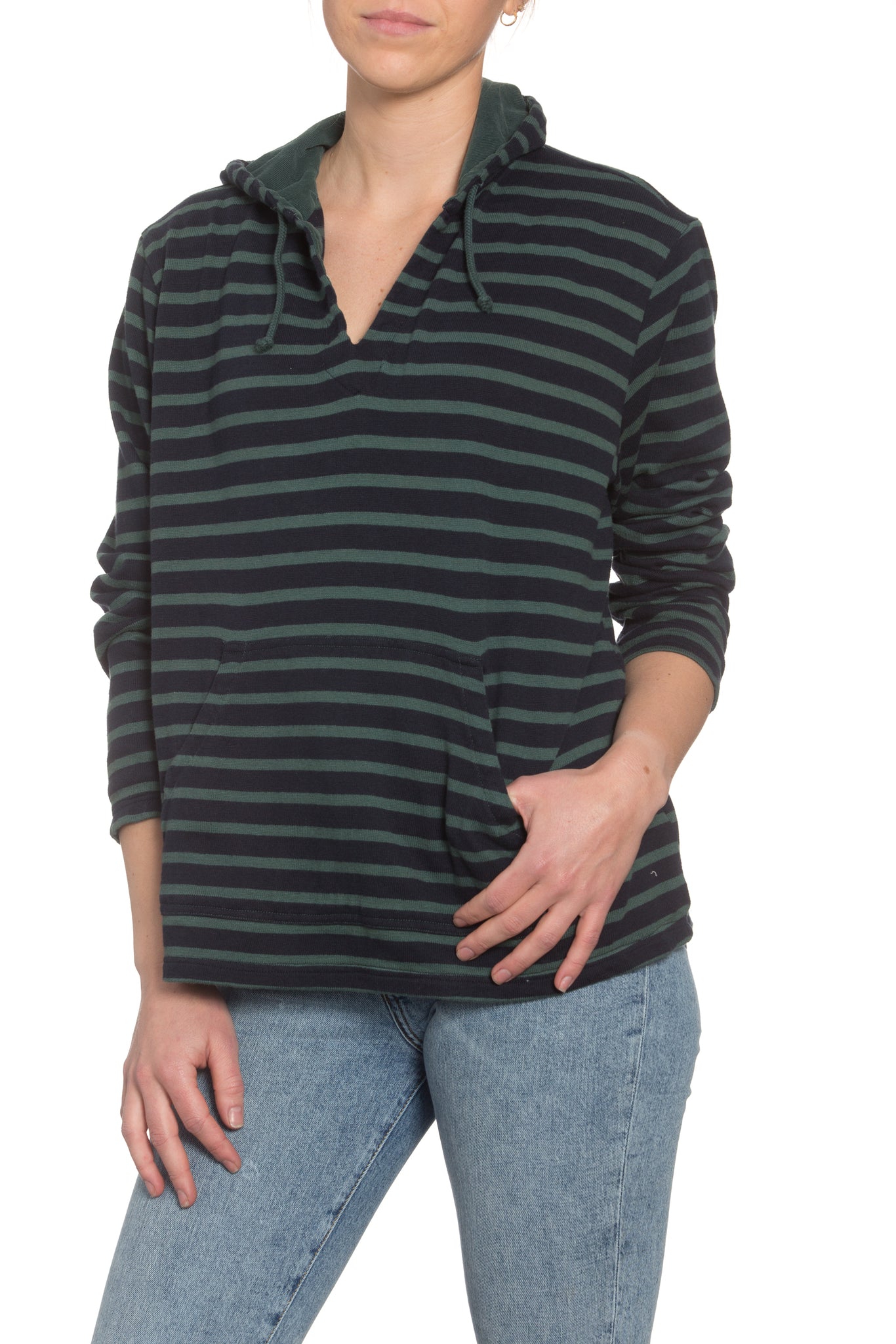 French Stripe Hoodie in Hunter